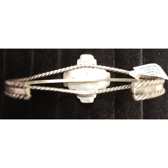 Sterling Silver Zia Cross Cuff Bracelet With Turquoise Stone Center - Picture 3 of 7